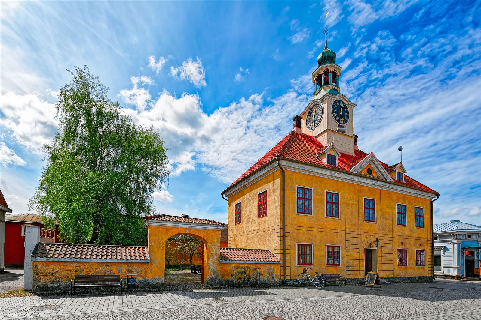 Rathaus in der Altstadt Rauma, Finnland